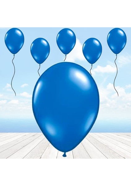 Metalik Parlak Balon, 10 Adet - Lacivert