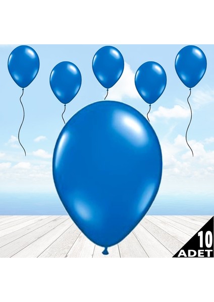Metalik Parlak Balon, 10 Adet - Lacivert