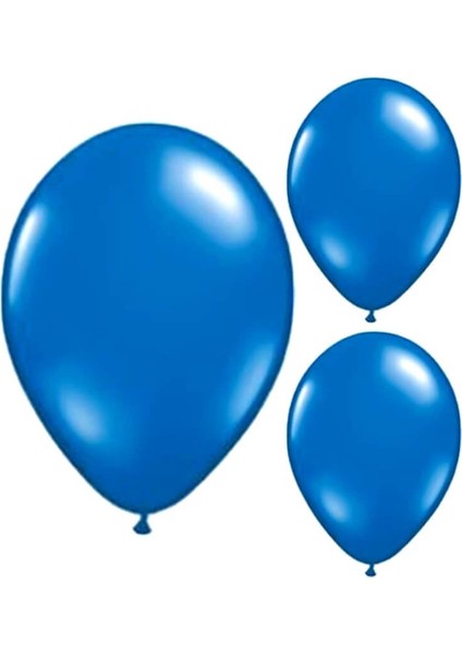 Metalik Parlak Balon, 10 Adet - Lacivert