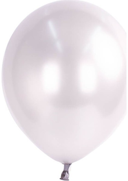 Metalik Parlak Balon, 10 Adet - Beyaz