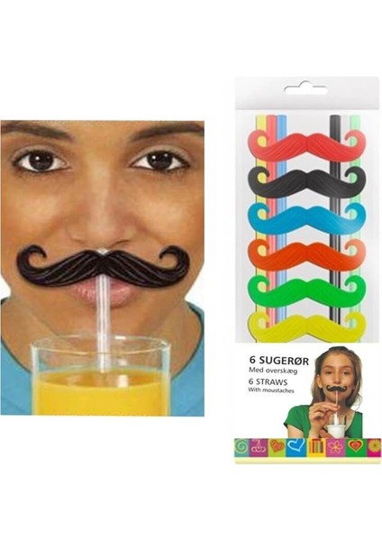 Bıyıklı ve Körüklü Pipet - 6 Adet