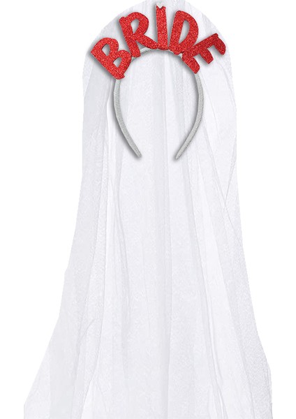 Bride Tüllü Taç - Kırmızı