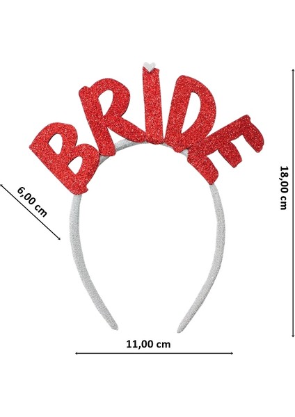 Bride Tüllü Taç - Kırmızı