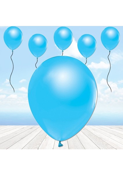 Metalik Parlak Balon, 10 Adet - Mavi