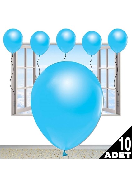 Metalik Parlak Balon, 10 Adet - Mavi fiyatları