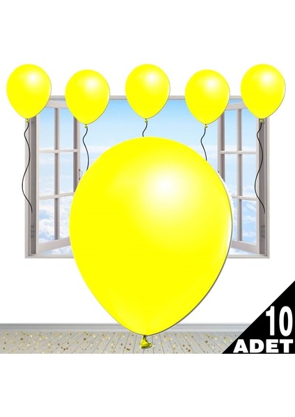 Metalik Parlak Balon, 10 Adet - Sarı