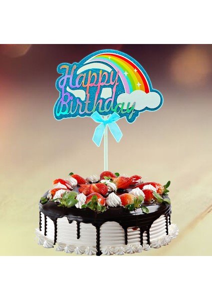 Hologram Pasta Süsü Kek Çubuğu, 22 x 14,5 cm - Mavi