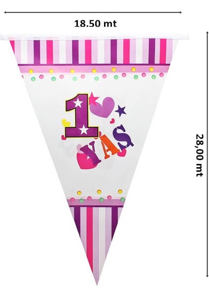 1 Yaş Bayrak Flama, 2,10 mt, Pembe fiyatları