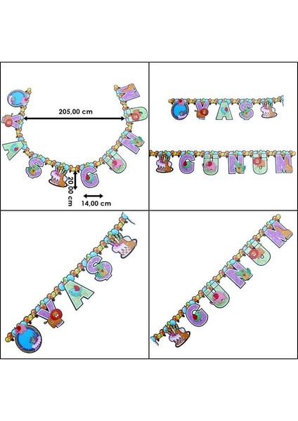 Yaş Günüm, Simli BANNER Yazı - 2,00 mt modelleri
