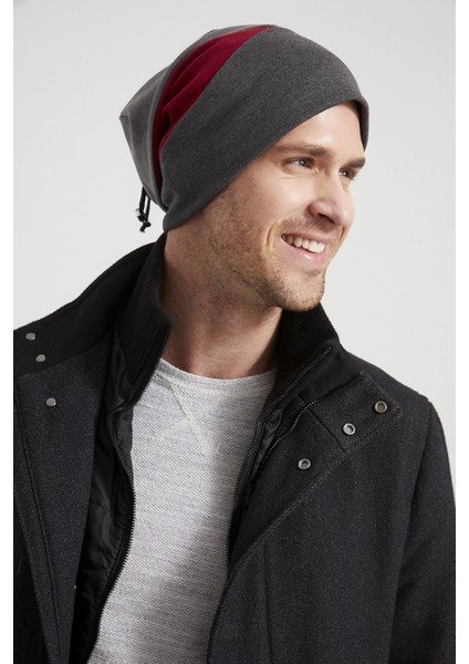 Erkek Genç Yeni Sezon Kırmızı Gri Gri Parçalı Ip Detaylı Şapka Bere -Spor Rahat Pamuklu Termal fiyatları