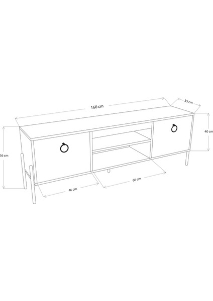 D1570 Juno Tv Ünitesi 160 cm Siyah