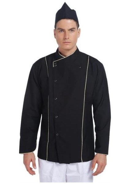 Siyah Şef Aşçı Ceketi Alpaka Kumaş