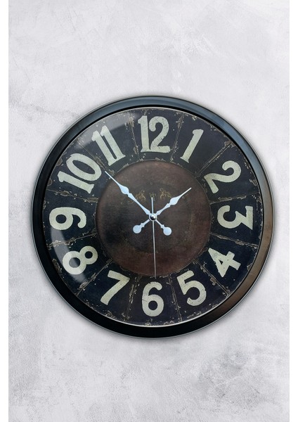 40 cm Siyah Metal Retro Duvar Saati