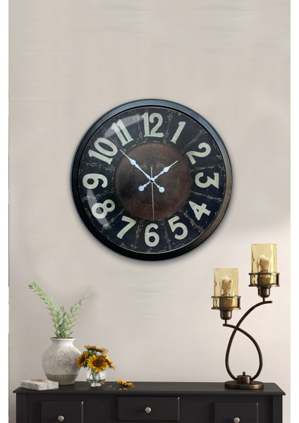 40 cm Siyah Metal Retro Duvar Saati