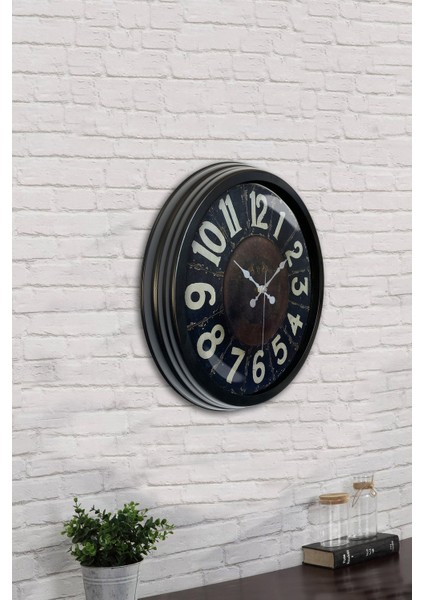 40 cm Siyah Metal Retro Duvar Saati
