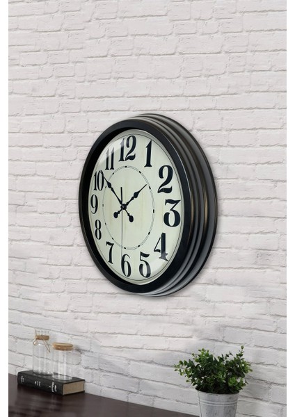 40 cm Siyah Metal Retro Duvar Saati