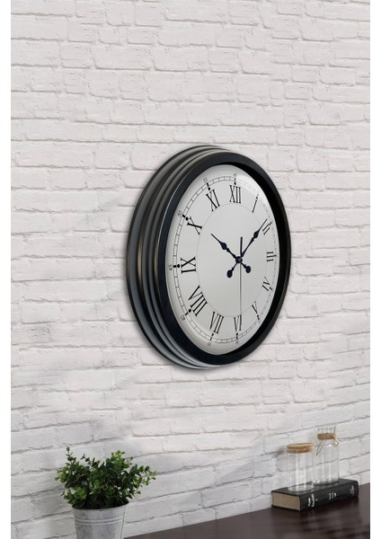 40 cm Siyah Metal Retro Duvar Saati