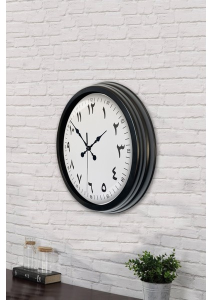 40 cm Siyah Metal Arapça Duvar Saati modelleri