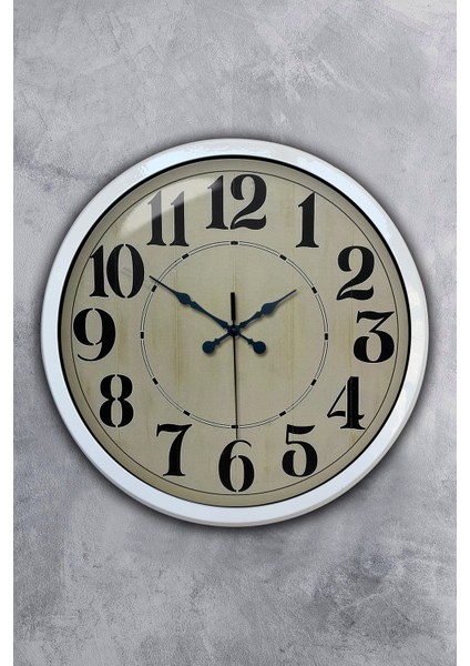 40 cm Beyaz Metal Retro Duvar Saati