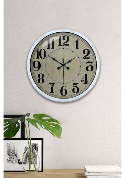 40 cm Beyaz Metal Retro Duvar Saati fiyatları