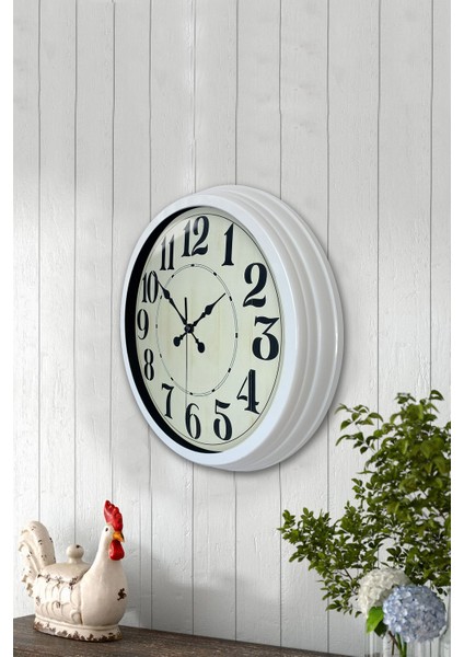 40 cm Beyaz Metal Retro Duvar Saati modelleri