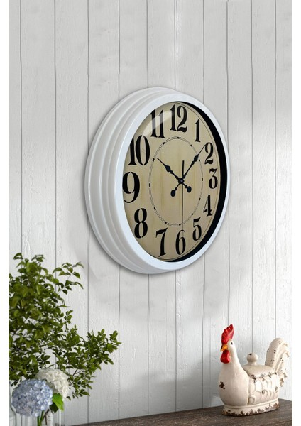 40 cm Beyaz Metal Retro Duvar Saati fırsatları
