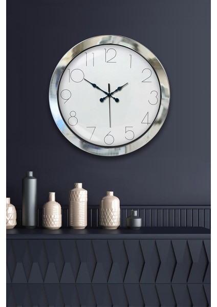 36 cm Krom Metal Modern Duvar Saati fiyatları