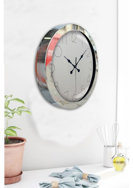 36 cm Krom Metal Modern Duvar Saati fırsatları