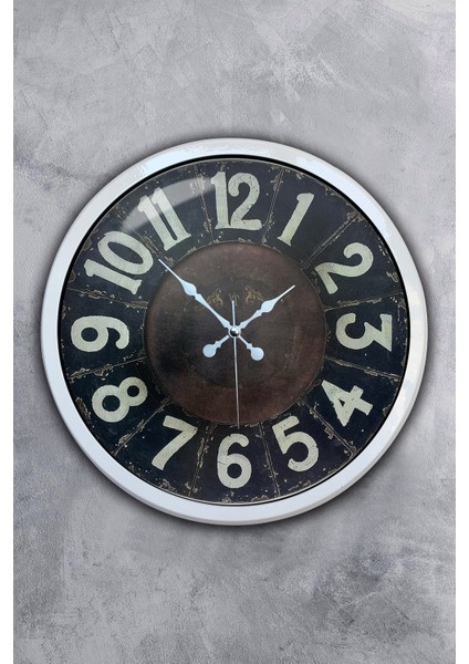 40 cm Beyaz Metal Retro Duvar Saati