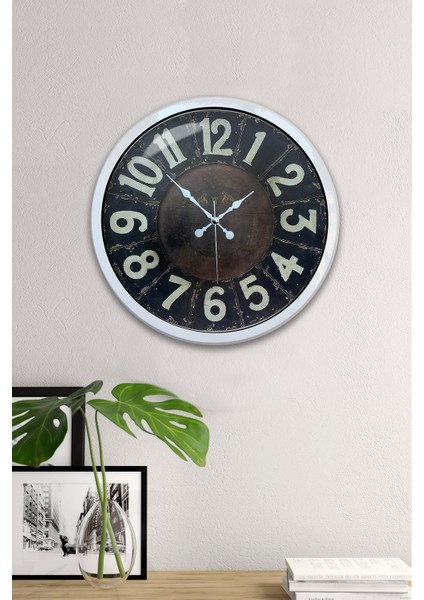 40 cm Beyaz Metal Retro Duvar Saati fiyatları