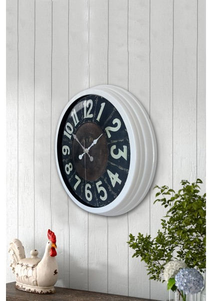 40 cm Beyaz Metal Retro Duvar Saati modelleri