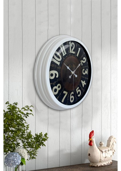 40 cm Beyaz Metal Retro Duvar Saati fırsatları