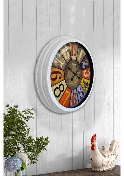 40 cm Beyaz Metal Retro Duvar Saati fiyatları