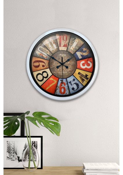 40 cm Beyaz Metal Retro Duvar Saati fırsatları