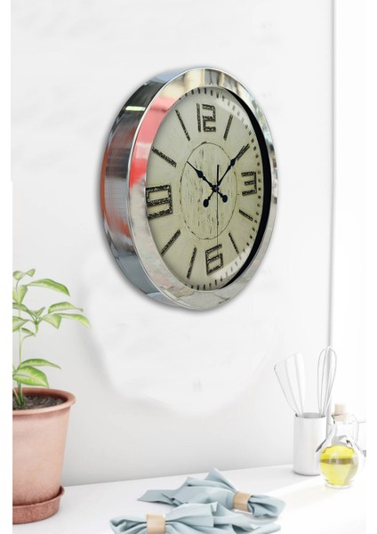 36 cm Krom Metal Retro Duvar Saati fırsatları