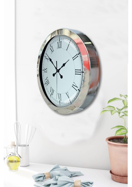 36 cm Krom Metal Retro Duvar Saati modelleri