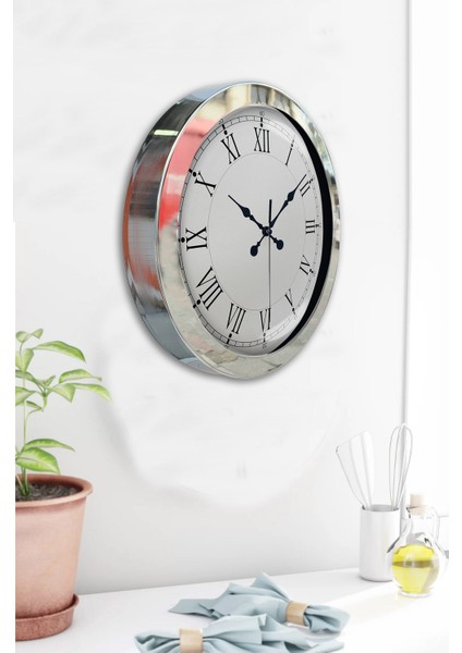 36 cm Krom Metal Retro Duvar Saati fırsatları