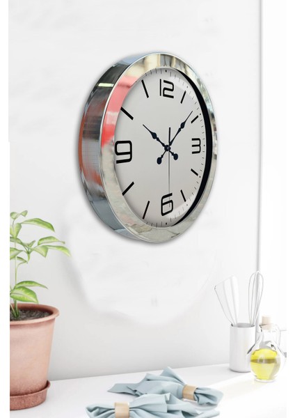 36 cm Krom Metal Klasik Duvar Saati fırsatları