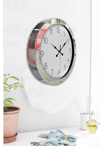 36 cm Krom Metal Klasik Duvar Saati fırsatları