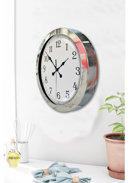 36 cm Krom Metal Klasik Duvar Saati modelleri