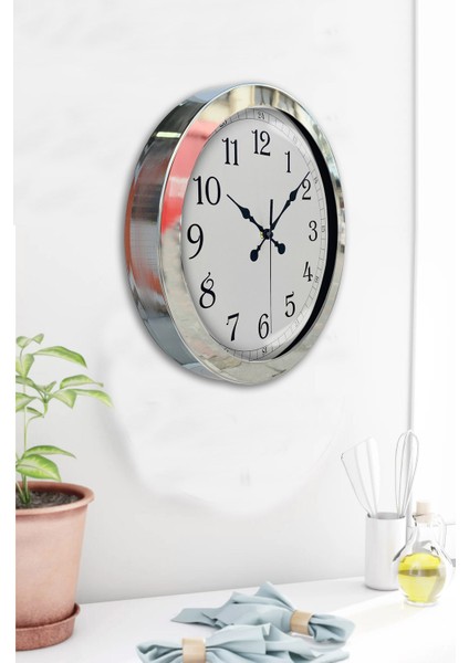 36 cm Krom Metal Klasik Duvar Saati fırsatları
