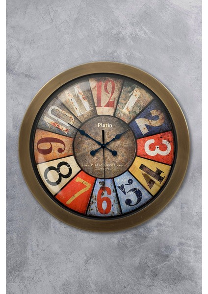 36 cm Eskitme Metal Retro Duvar Saati