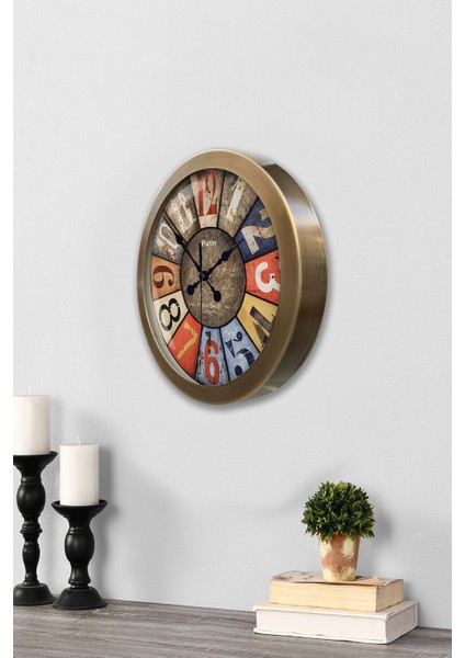 36 cm Eskitme Metal Retro Duvar Saati modelleri