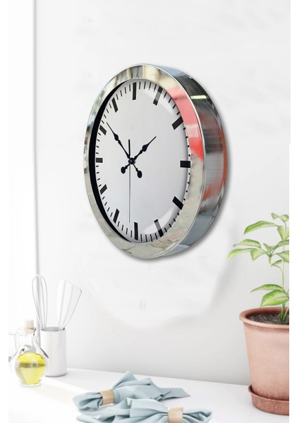 36 cm Krom Metal Sayısız Duvar Saati modelleri