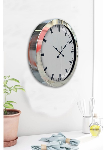 36 cm Krom Metal Sayısız Duvar Saati fırsatları