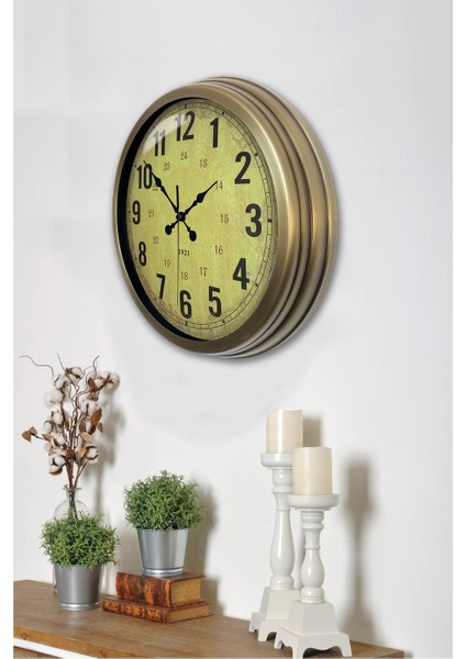 40 cm Eskitme Metal Sarı Duvar Saati modelleri
