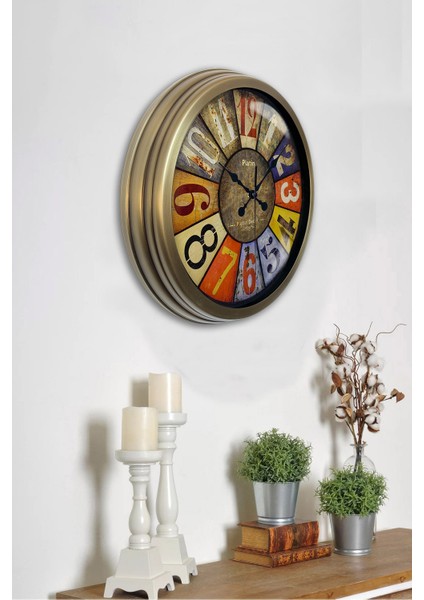 40 cm Eskitme Metal Retro Duvar Saati