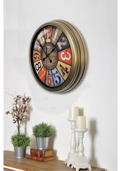 40 cm Eskitme Metal Retro Duvar Saati