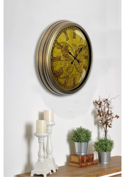 40 cm Eskitme Metal Maps Duvar Saati fiyatları