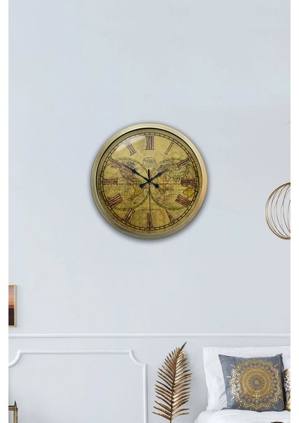 40 cm Eskitme Metal Maps Duvar Saati fırsatları
